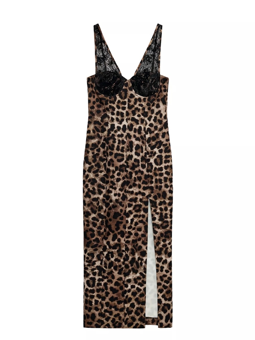 Zara Leopard Print Lace-Trim Slip Dress - Brown, Black